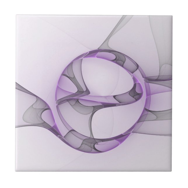 Carreau Modern Abstract Fractal Art Lavender Gray (Devant)