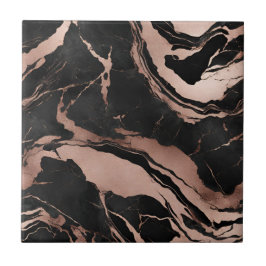 Carreau Modern Black Rose Gold Marble Pattern