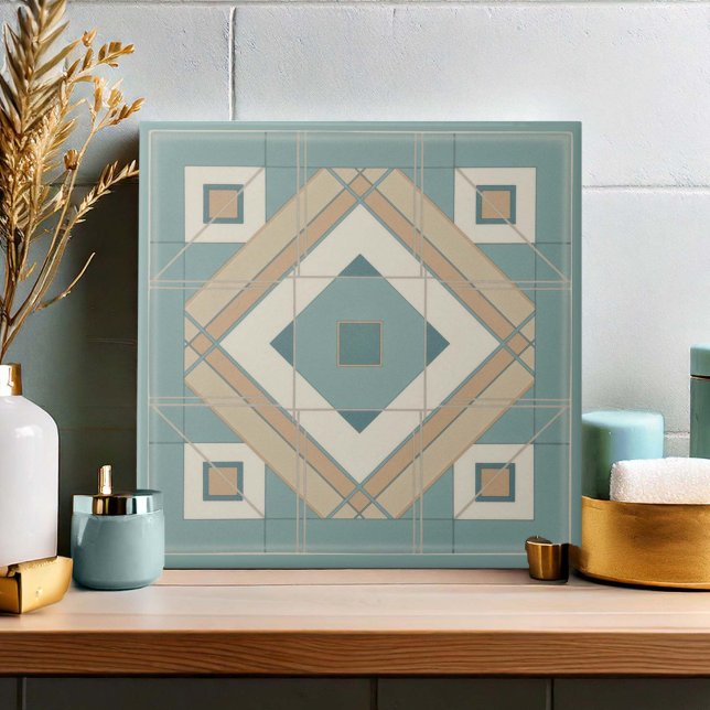 Carreau Modern Geometric Abstract Pat#15 Teal ID1192 (Créateur téléchargé)