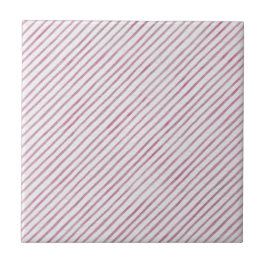 Carreau Modern Pink and White Stripes Ceramic Tile