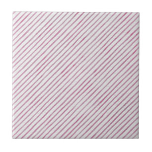 Carreau Modern Pink and White Stripes Ceramic Tile