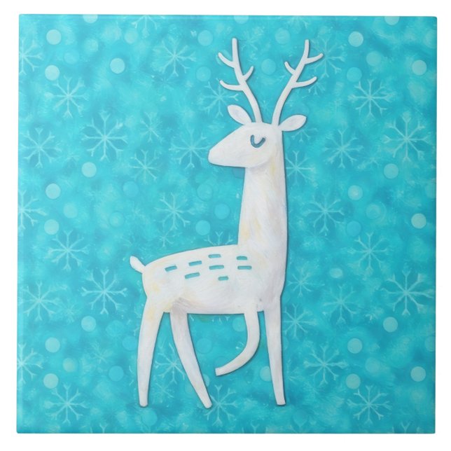 Carreau Modern Reindeer Deer Art Holiday Decorative Tile (Devant)