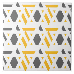 Carreau Moderne, abstrait, gris, moutarde jaune, blanc
