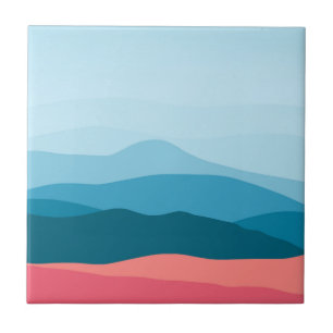Carreau Moderne Abstrait Pastel Blue Pink Mountains