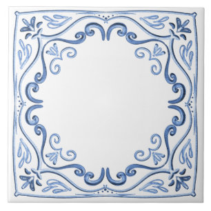 Carreau Moderne classique Dusty bleu et blanc