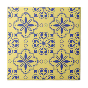 Carreau Moderne Méditerranée Bleu Jaune Motif sans couture