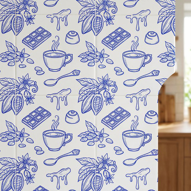 Carreau Moderne motif de toile bleue Cacao et chocolat (Créateur téléchargé)