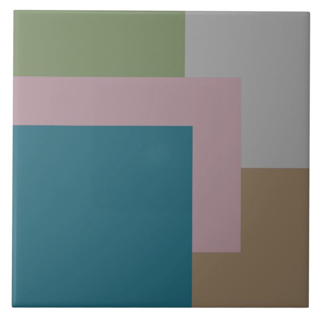 Carreau Moderne, pastel, turquoise, blush, vert gris, ocre (Devant)