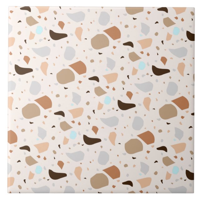 Carreau Moderne Retro Terrazzo Pierre Bleu Brown Mix Motif (Devant)