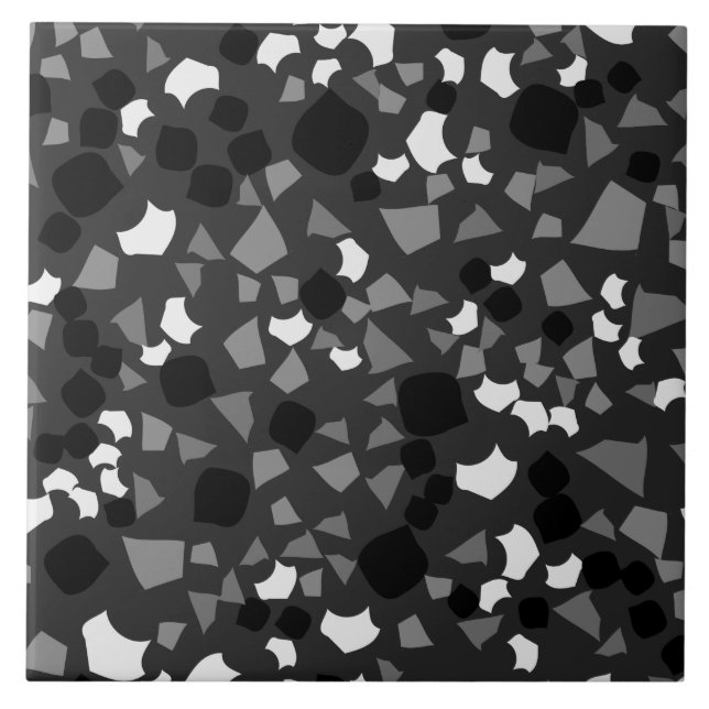 Carreau Moderne Simple Noir Terrazzo Carrelage Blanc (Devant)