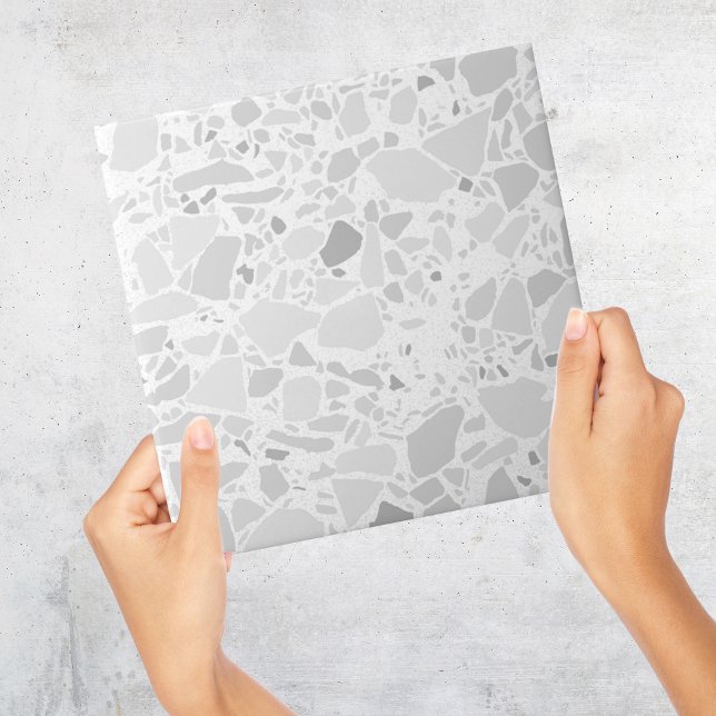 Carreau Moderne Simple Terrazzo Gris Blanc Carrelage (Modern White Terrazzo Tile)