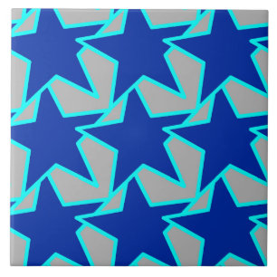 Carreau Moderne Star Géométrique Cobalt Bleu et gris