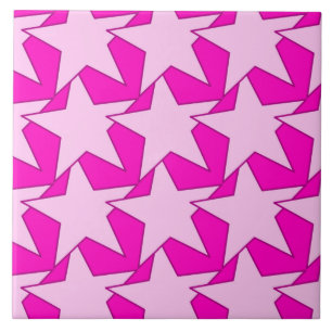 Carreau Moderne Star Géométrique - Fuchsia et rose glace