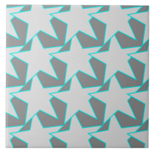 Carreau Moderne Star Géométrique - gris et turquoise