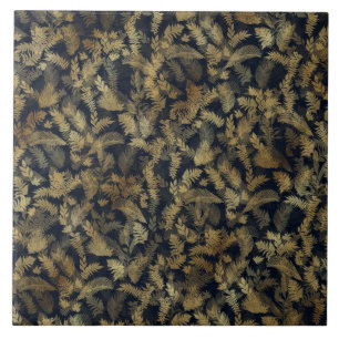 Carreau Moderne Tropical Gold Foliage Motif bleu