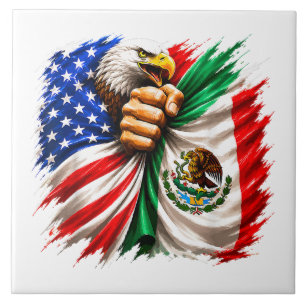 Carreau Mois du patrimoine hispanique Drapeau USA Mexique