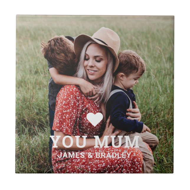 Carreau MON COEUR VOUS AIME MUM Fête des Mères Photo (Devant)