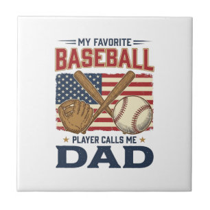 Carreau Mon Joueur De Baseball Préféré M'appelle Papa Vint