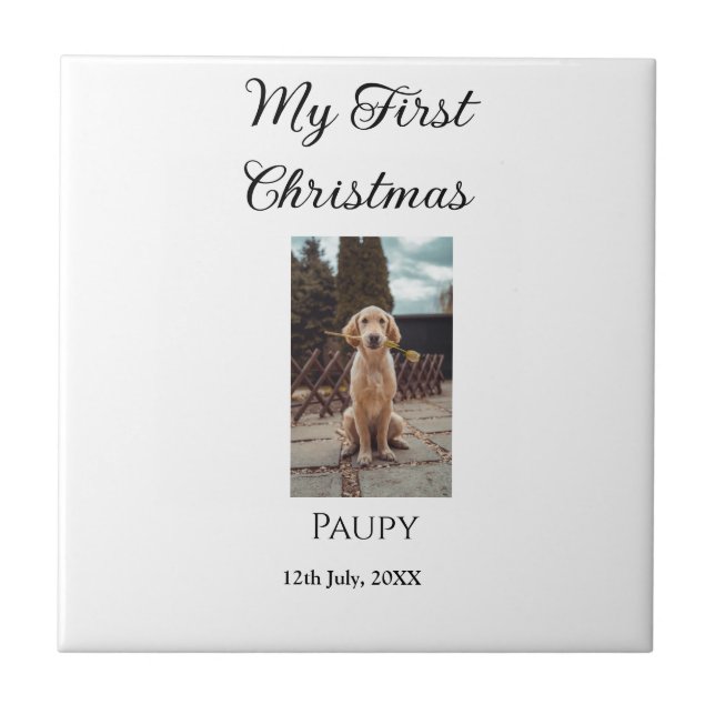 Carreau Mon premier Noël ajouter nom animal chien chat ann (Devant)