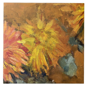 Carreau Mondrian - Trois chrysanthèmes