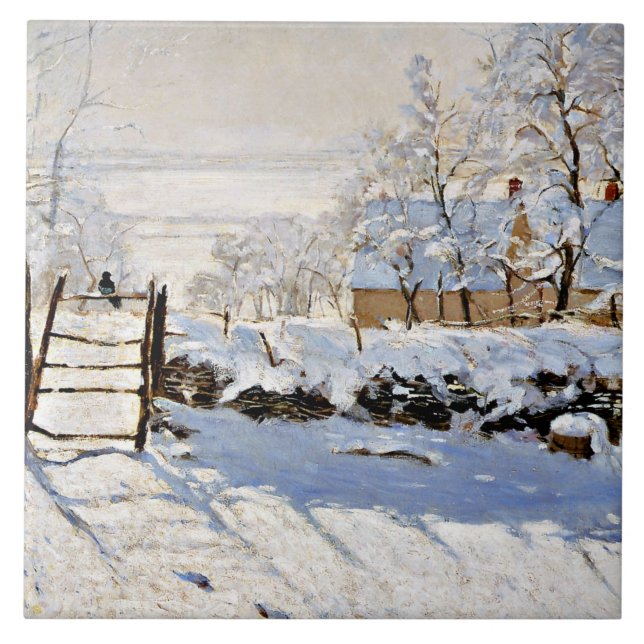 Carreau Monet - La Pie, peinture célèbre, (Devant)