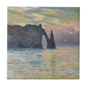Carreau Monet - Le Manneport, Falaise à Etretat, coucher d