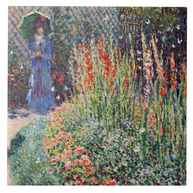 Carreau Monet - Lit Fleur arrondi, célèbre peinture, (Devant)