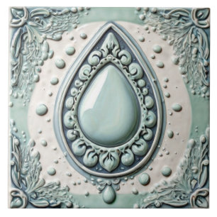 Carreau Monnaie Bleu & Blanc Eau Laisser Teardrop Salle de