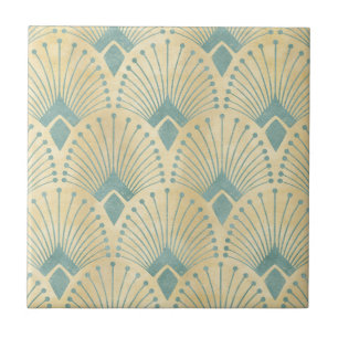 Carreau Monnaie verte, or, Art Déco motif, vintage, rétro,