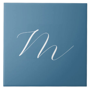 Carreau Monogram Solide Blue Pastel Minimaliste Profession