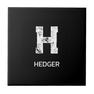 CARREAU MONOGRAMME À UNE LETTRE BLANC MINIMALISTE NOM NOIR