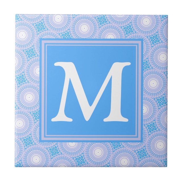 Carreau Monogramme Cercles bleu électrique motif (Devant)