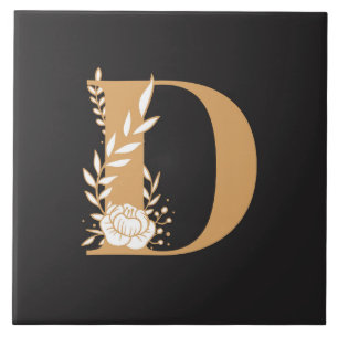 Carreau Monogramme D joli motif floral