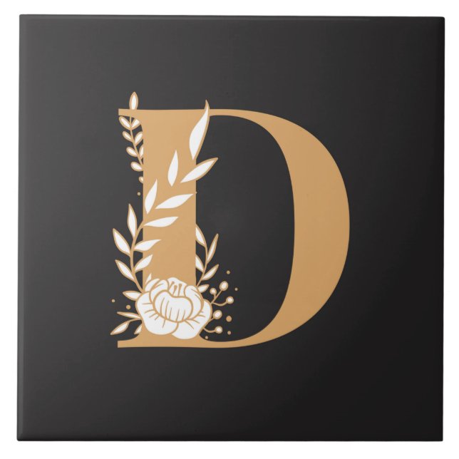 Carreau Monogramme D joli motif floral (Devant)