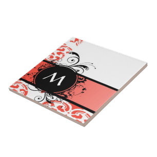 Carreau monogramme du modèle damier rouge