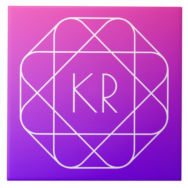 Carreau Monogramme géométrique cool | Violette violette ma (Devant)