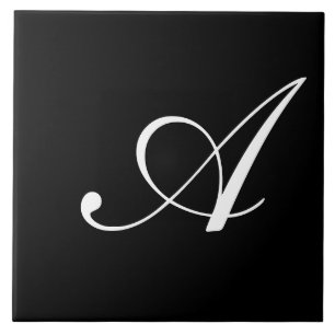 Carreau Monogramme initial blanc sur noir