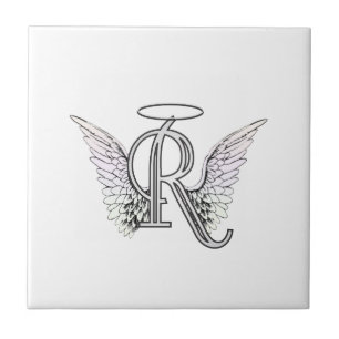 Carreau Monogramme initial de la lettre R avec des ailes