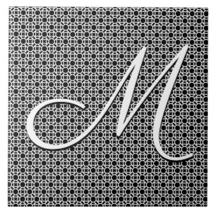 Carreau Monogramme initial géométrique noir et blanc