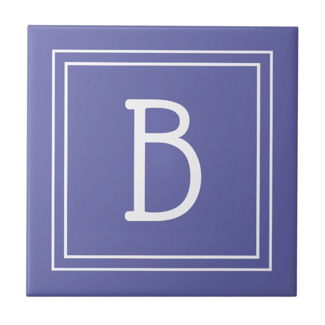 Carreau Monogramme Initiale Moderne Bleu Periwinkle (Devant)