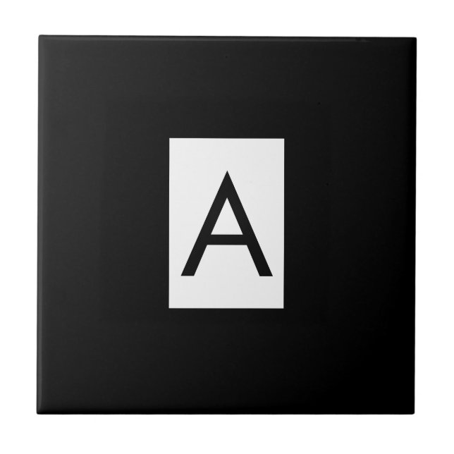 Carreau Monogramme noir blanc Lettre initiale Plaque moder (Devant)