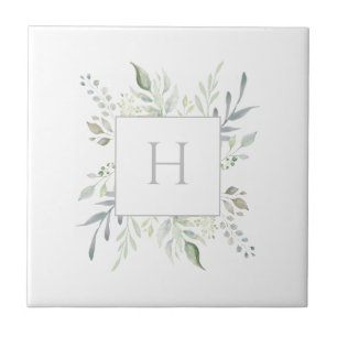 Carreau Monogramme personnalisé Accent décoratif botaniq
