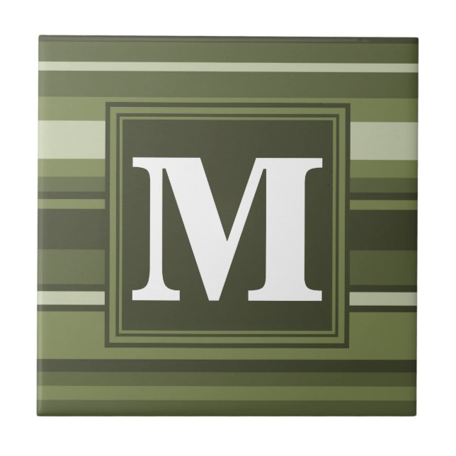 Carreau Monogramme rayures vert olive (Devant)