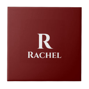 Carreau Monogramme rouge Bourgogne Nom initial Décor perso