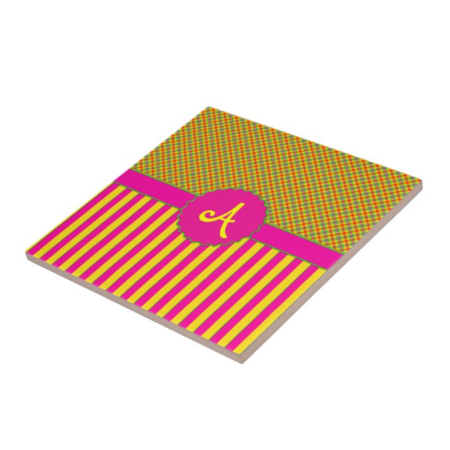 Carreau Monogramme Tartan Tutti Frutti Jaune (Côté)