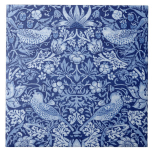 Carreau Monotone bleu de fraises Thief, William Morris