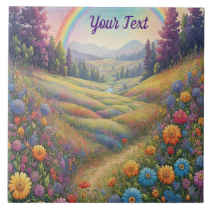 Carreau Montagnes Fleurs arc-en-ciel