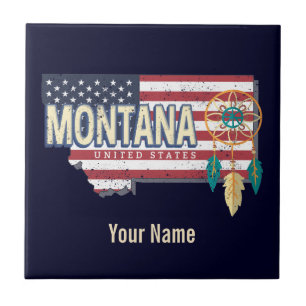 Carreau Montana États-Unis Retro State Map Vintage USA