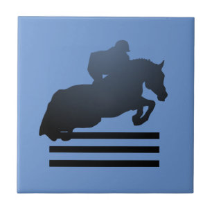 Carreau Montrez le cavalier qui franchit un obstacle.