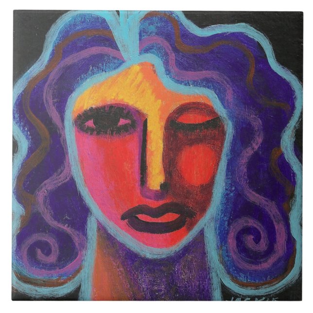 Carreau Moody Portrait Abstrait d'une femme (Devant)